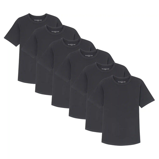 Organic Crew Neck T-Shirt 6 Pack (Slim Fit) / Black