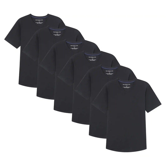 Organic V-Neck T-Shirt 6 Pack (Slim Fit) / Black