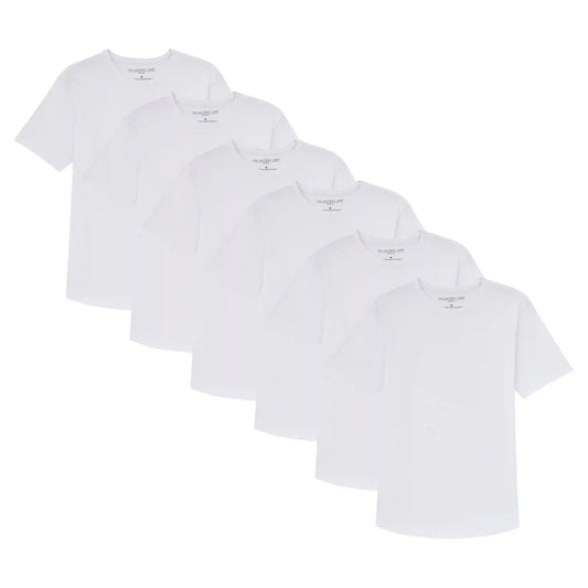 Organic Crew Neck T-Shirt 6 Pack (Slim Fit) / White