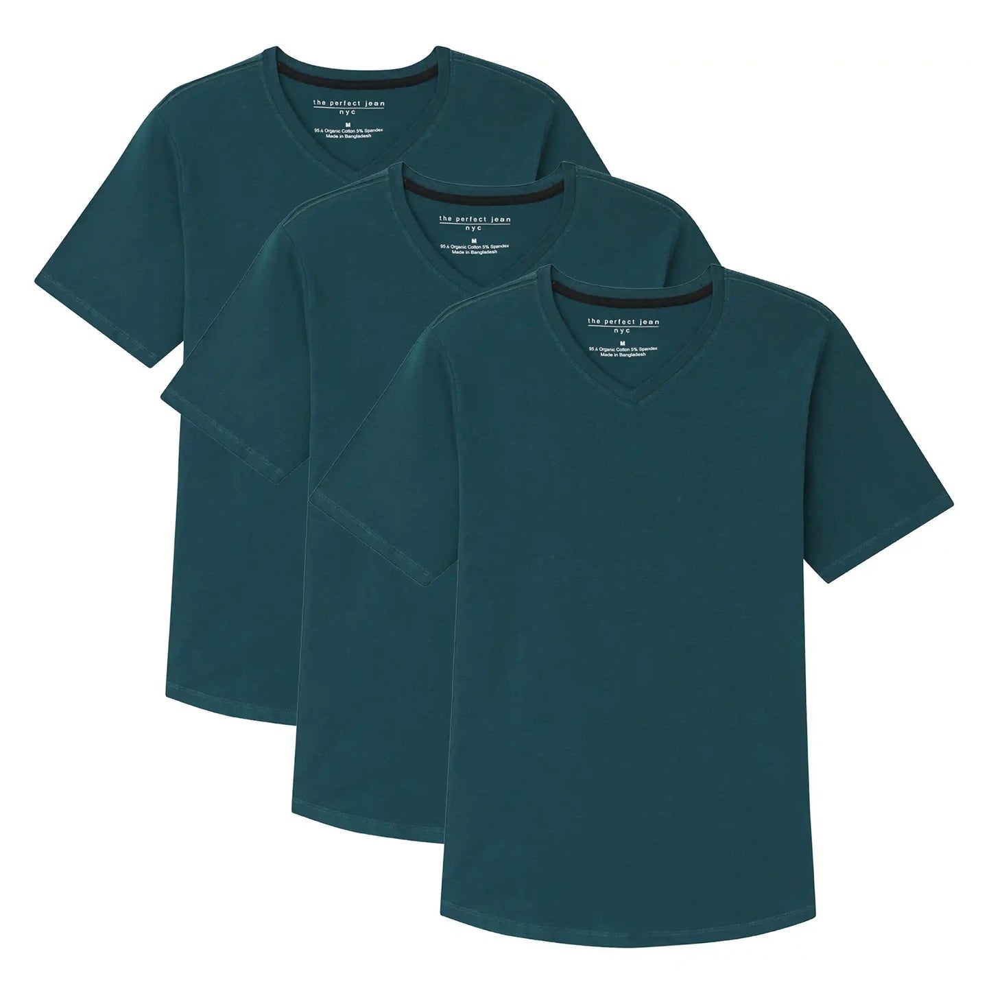 Organic V-Neck T-Shirt 3 Pack (Slim Fit) / Teal