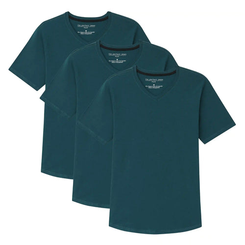 Organic V-Neck T-Shirt 3 Pack (Slim Fit) / Teal