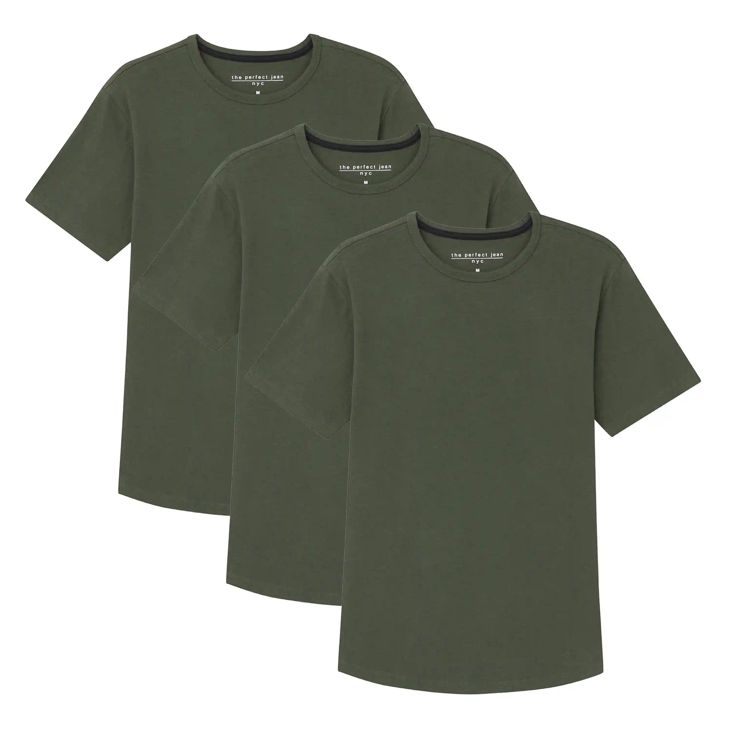 Organic Crew Neck T-Shirt 3 Pack (Slim Fit) / Olive