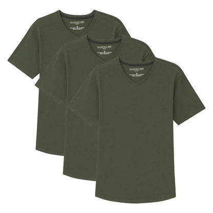 Organic V-Neck T-Shirt 3 Pack (Slim Fit) / Olive