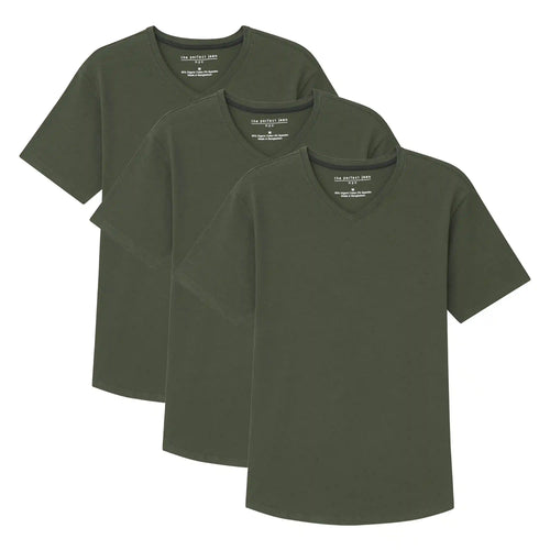 Organic V-Neck T-Shirt 3 Pack (Slim Fit) / Olive