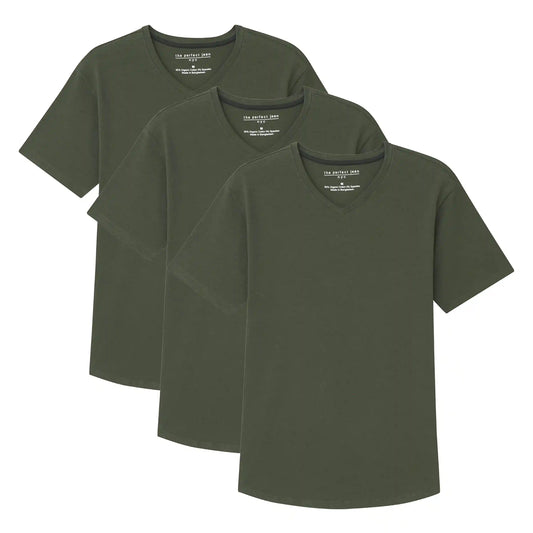 Organic V-Neck T-Shirt 3 Pack (Slim Fit) / Olive