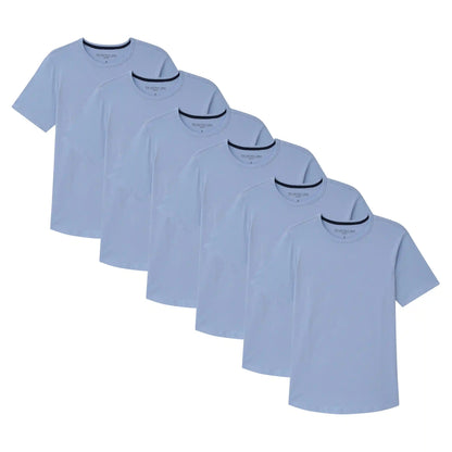 Organic Crew Neck T-Shirt 6 Pack (Slim Fit) / Light Blue