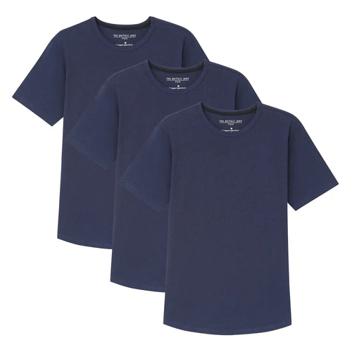 Organic Crew Neck T-Shirt 3 Pack (Slim Fit) / Navy
