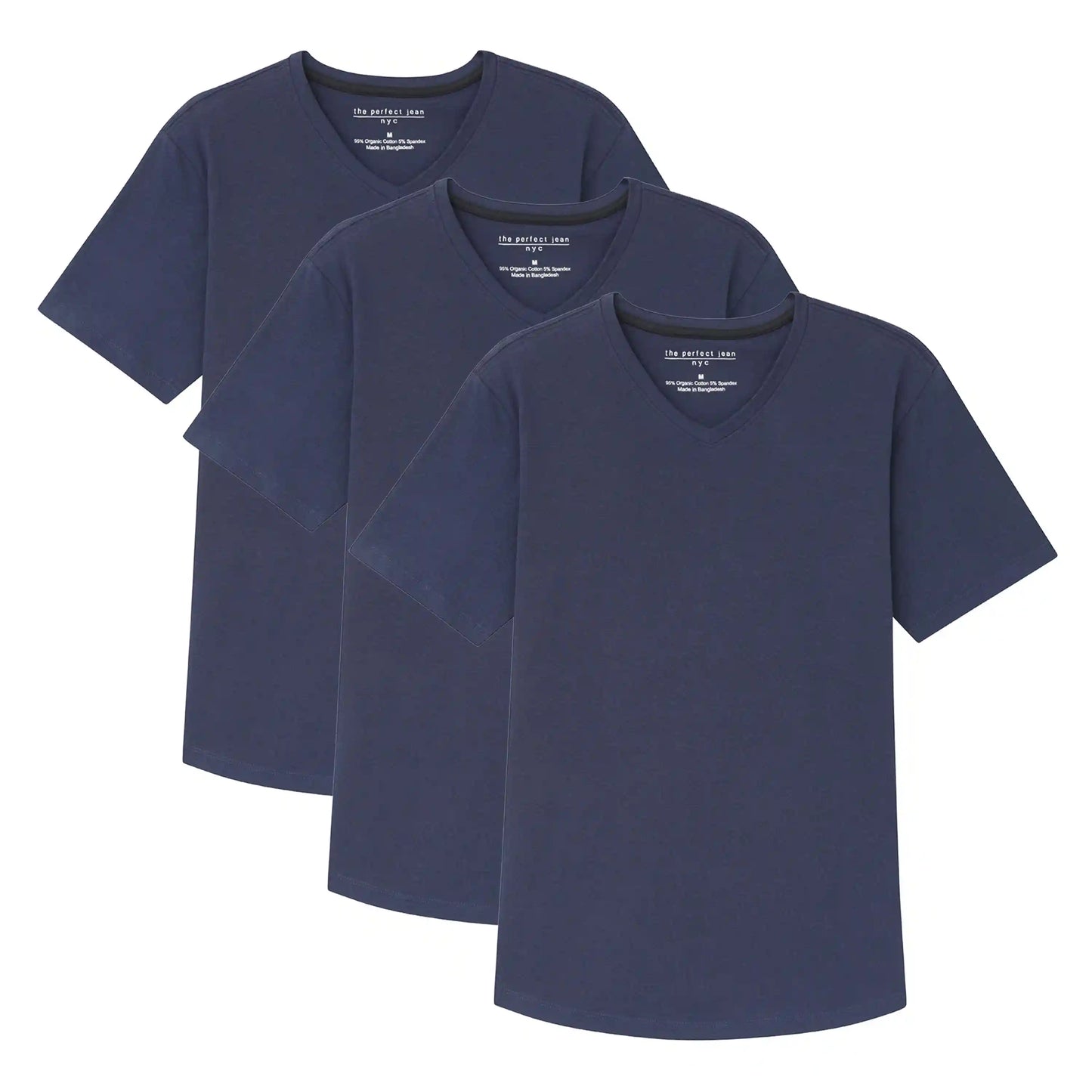 Organic V-Neck T-Shirt 3 Pack (Slim Fit) / Navy
