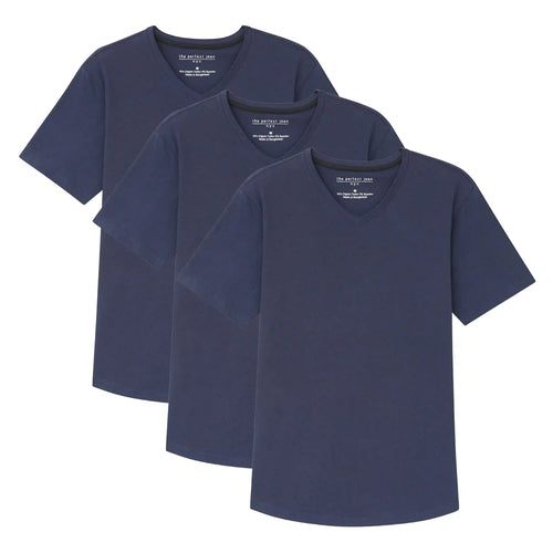Organic V-Neck T-Shirt 3 Pack (Slim Fit) / Navy