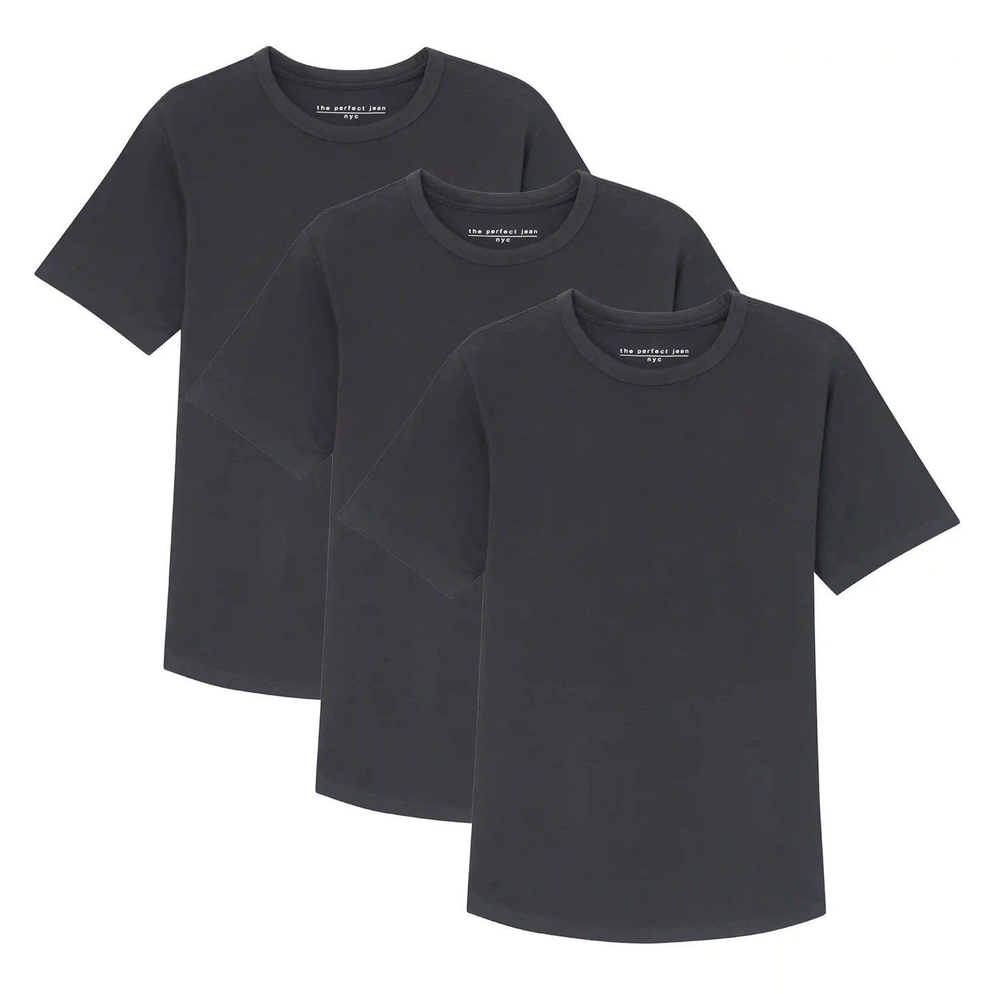 Organic Crew Neck T-Shirt 3 Pack (Slim Fit) / Black