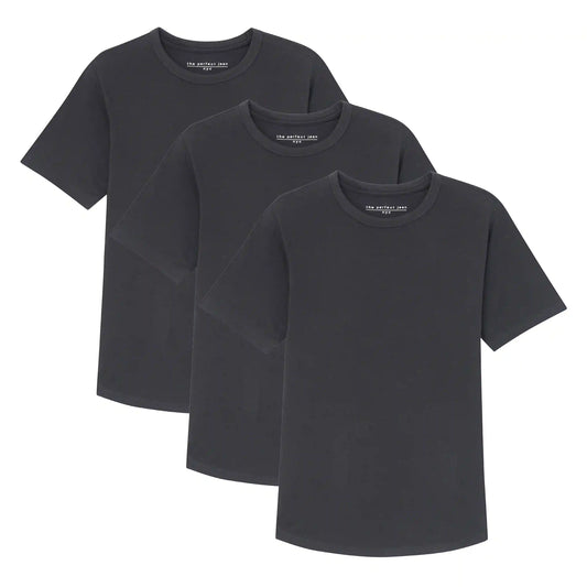 Organic Crew Neck T-Shirt 3 Pack (Slim Fit) / Black