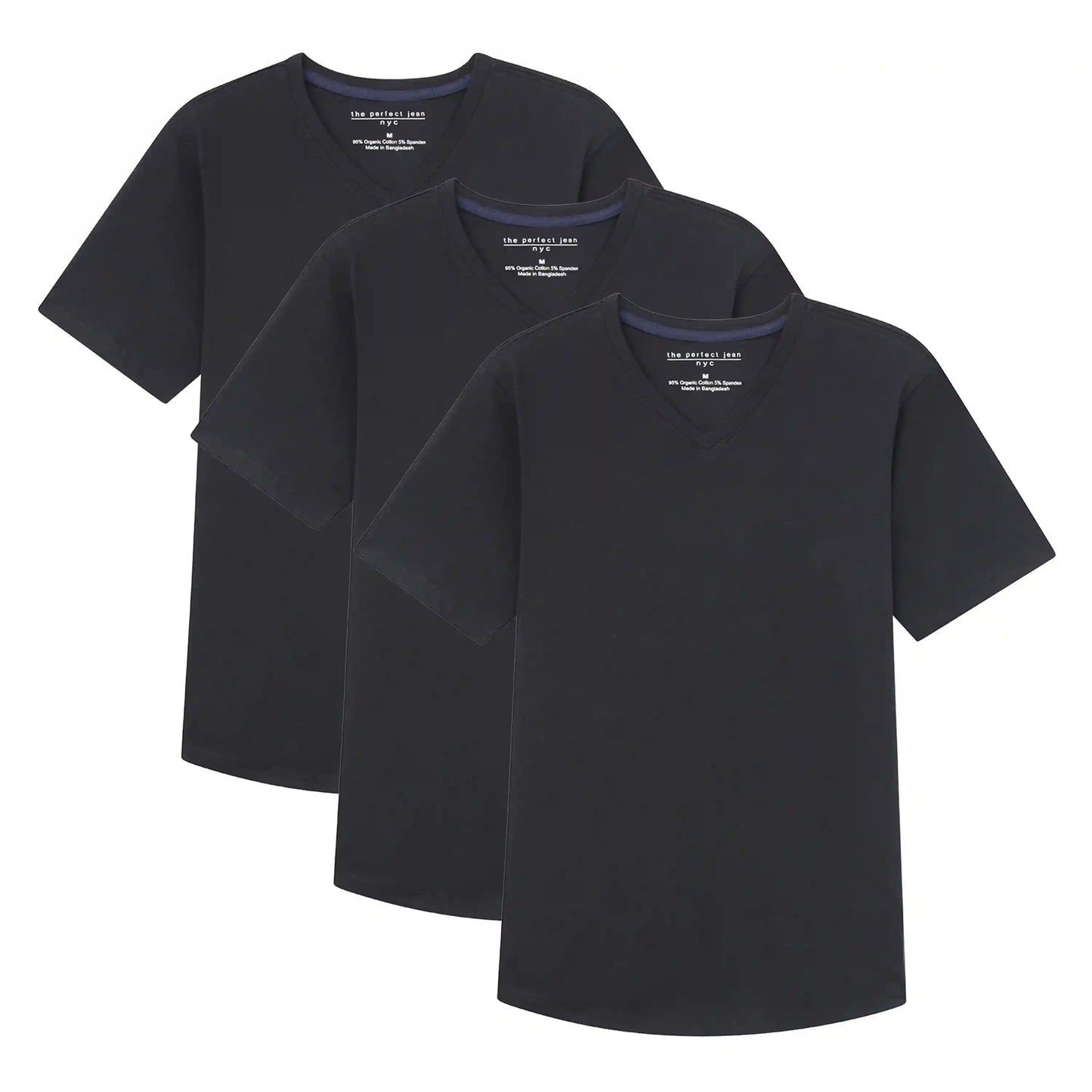 Organic V-Neck T-Shirt 3 Pack (Slim Fit) / Black