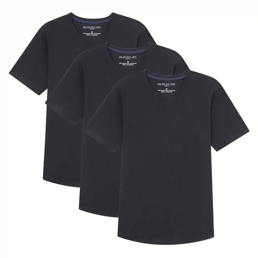 Organic V-Neck T-Shirt 3 Pack (Slim Fit) / Black