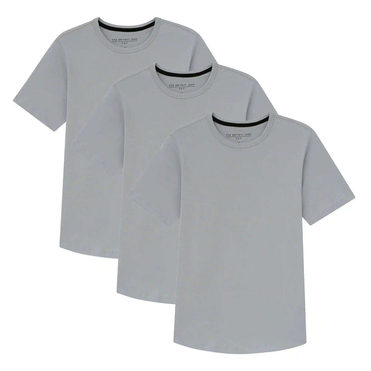 Organic Crew Neck T-Shirt 3 Pack (Slim Fit) / Light Grey