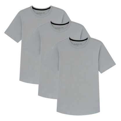 Organic Crew Neck T-Shirt 3 Pack (Slim Fit) / Light Grey