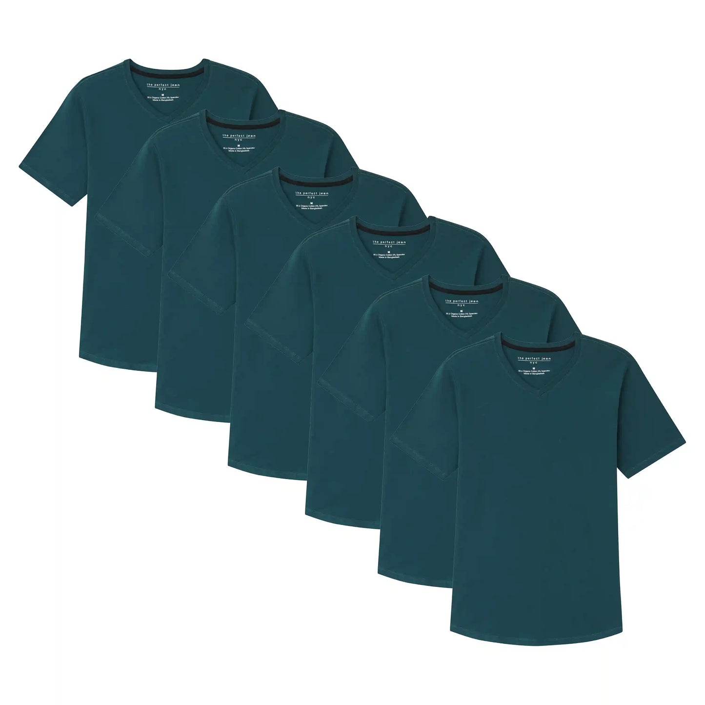 Organic V-Neck T-Shirt 6 Pack (Slim Fit) / Teal