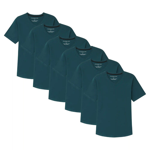 Organic V-Neck T-Shirt 6 Pack (Slim Fit) / Teal