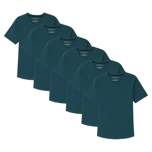 Organic V-Neck T-Shirt 6 Pack (Slim Fit) / Teal