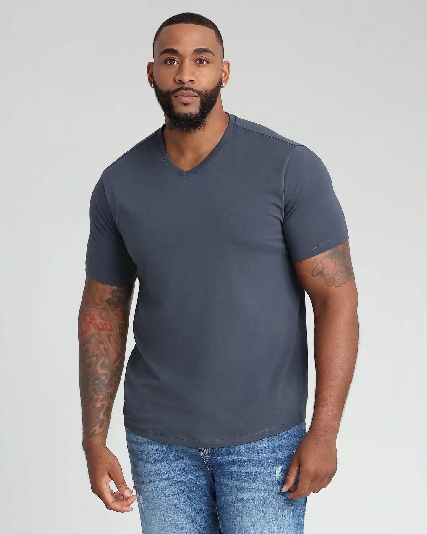 Organic V-Neck T-Shirt 6 Pack (Slim Fit) / Steel