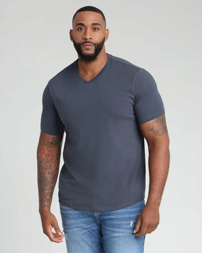 Organic V-Neck T-Shirt 6 Pack (Slim Fit) / Steel