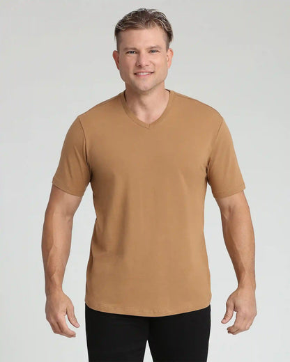 Organic V-Neck T-Shirt (Slim Fit) / Tobacco
