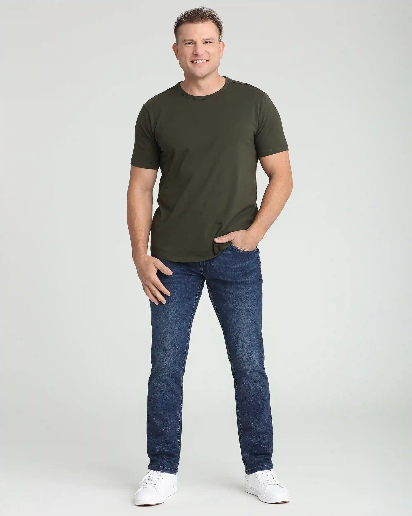 Organic Crew Neck T-Shirt 3 Pack (Relaxed Fit) / Olive