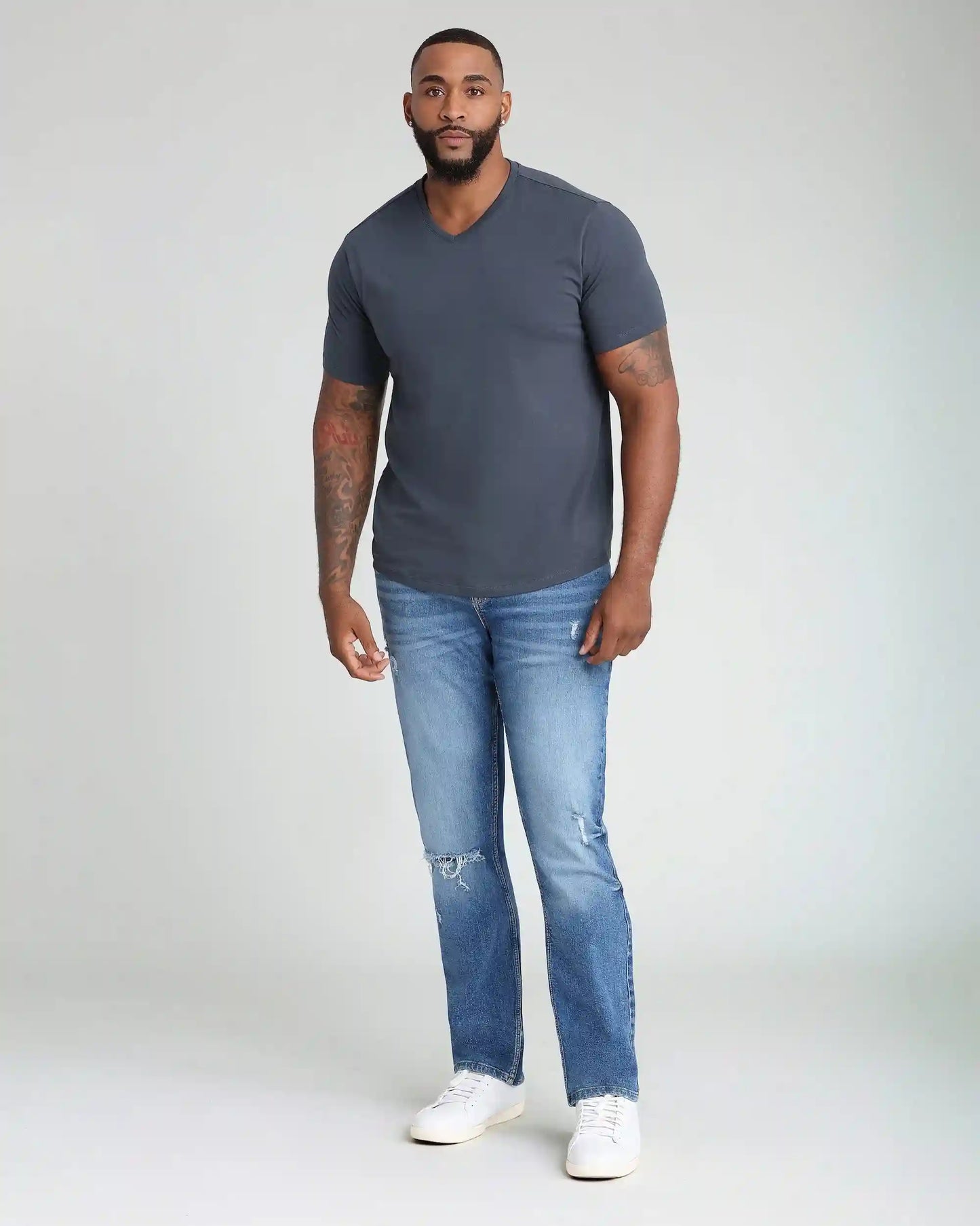 Organic V-Neck T-Shirt 6 Pack (Slim Fit) / Steel