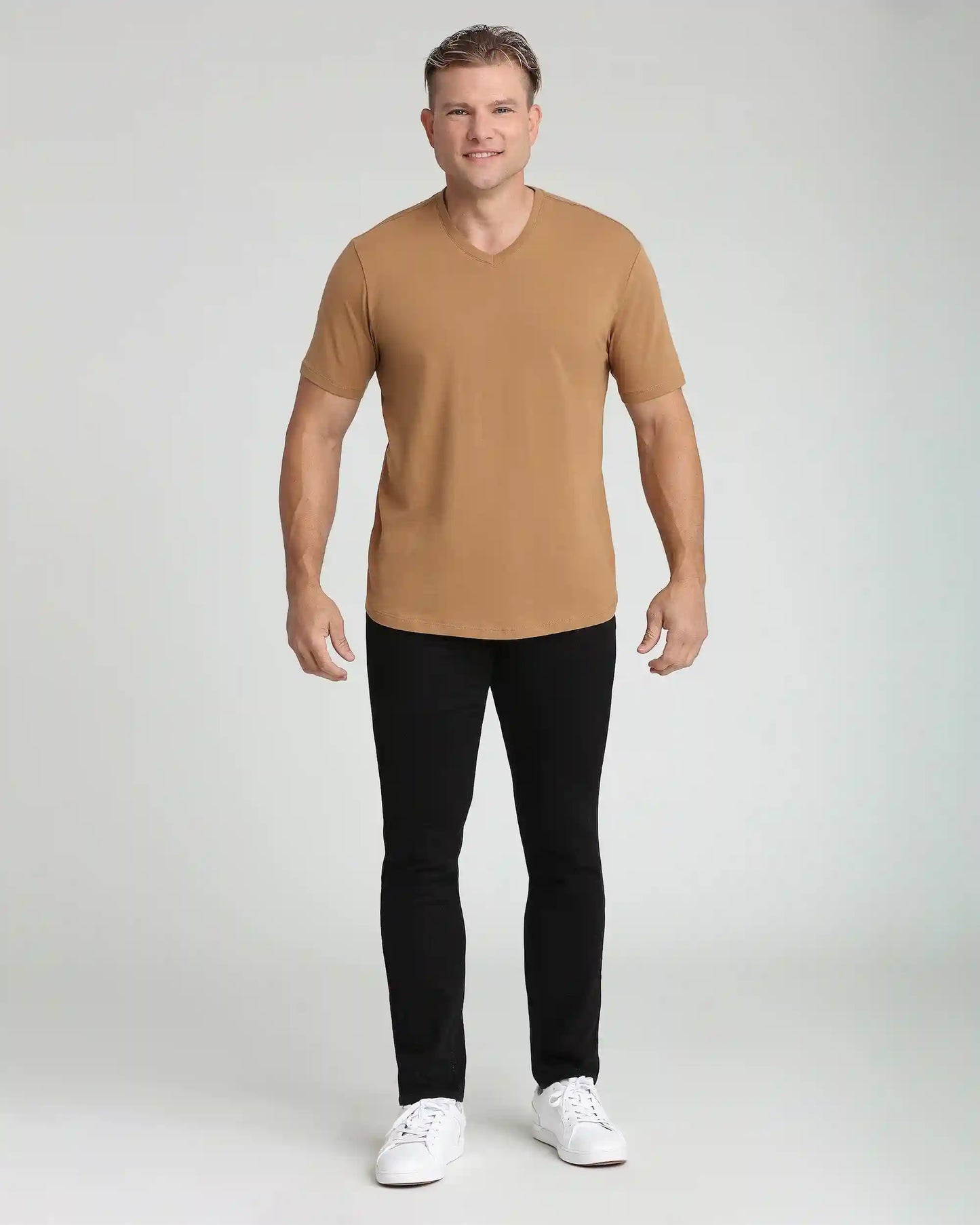 Organic V-Neck T-Shirt (Slim Fit) / Tobacco