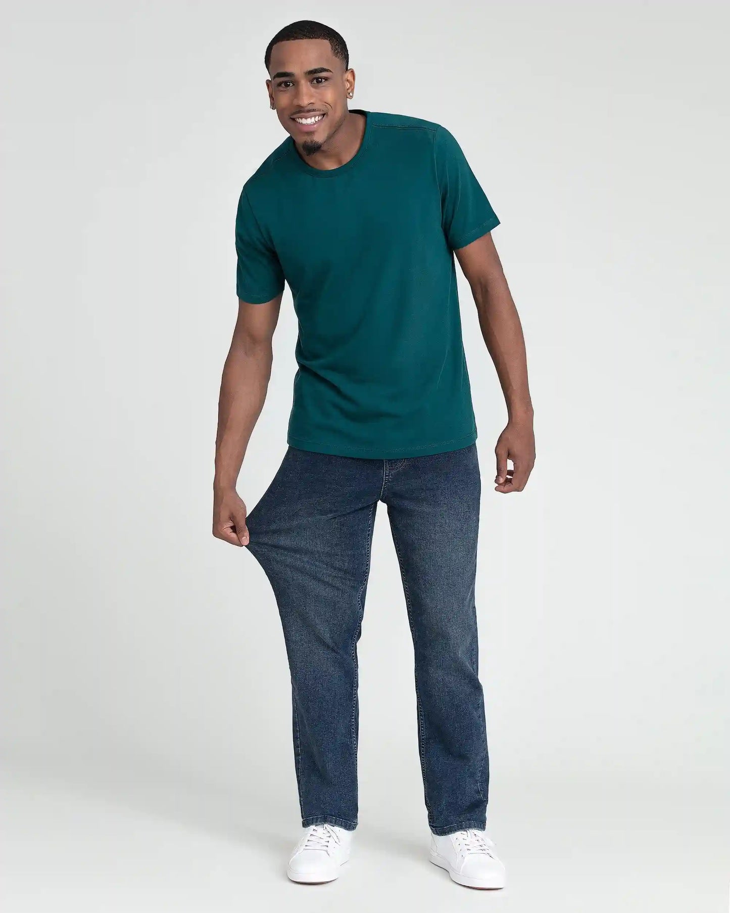 Organic Crew Neck T-Shirt 3 Pack (Slim Fit) / Teal