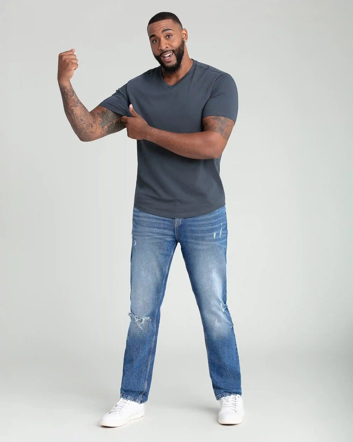 Organic V-Neck T-Shirt 6 Pack (Slim Fit) / Steel