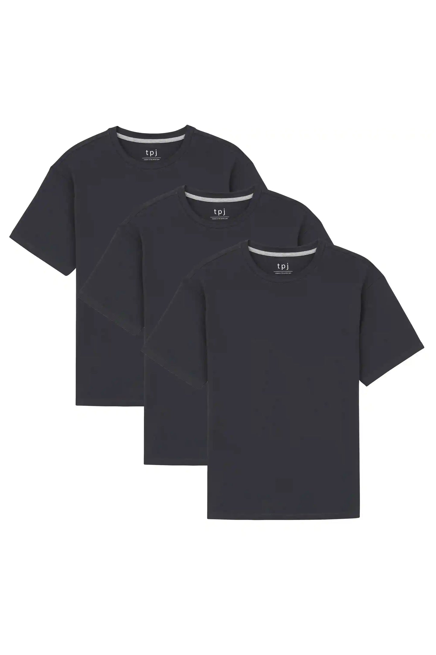 Organic Crew Neck T-Shirt 3 Pack (Relaxed Fit) / Black