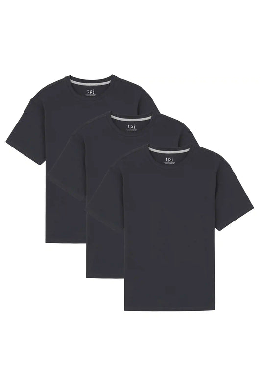 Organic Crew Neck T-Shirt 3 Pack (Relaxed Fit) / Black