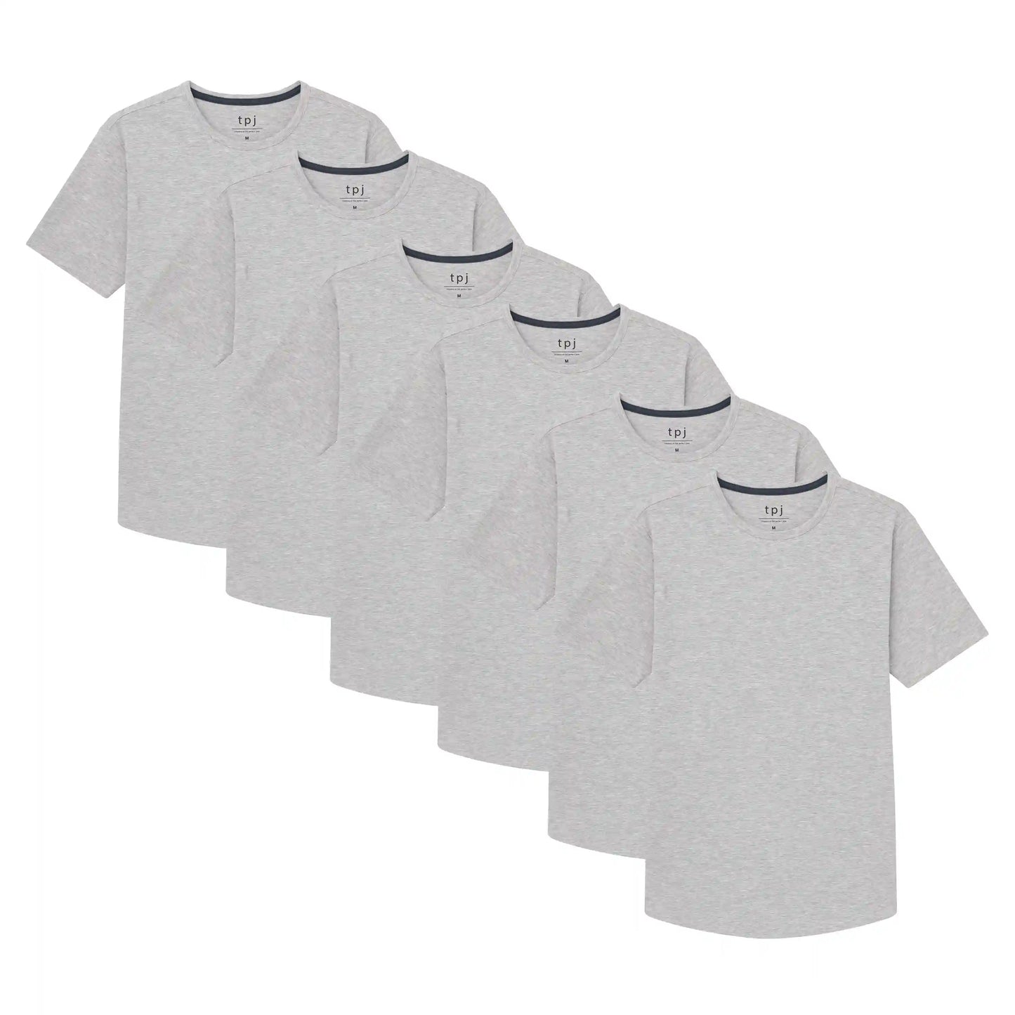 Organic Crew Neck T-Shirt 6 Pack (Slim Fit) / Heather Grey