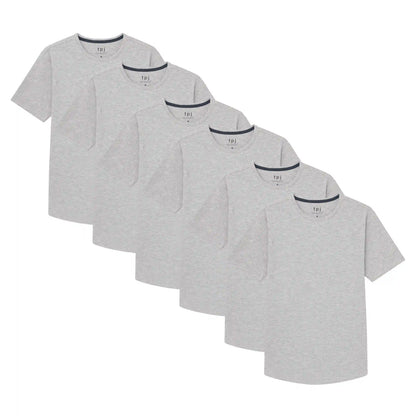 Organic Crew Neck T-Shirt 6 Pack (Slim Fit) / Heather Grey
