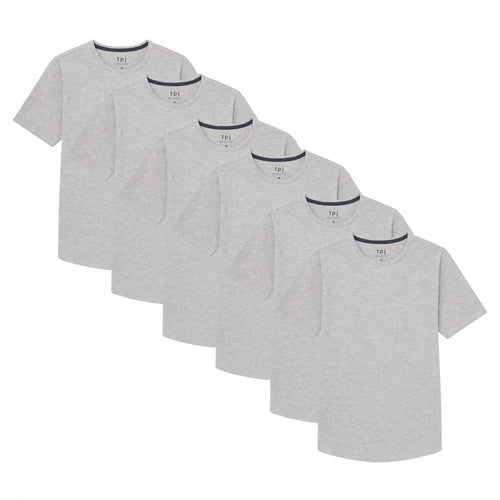 Organic Crew Neck T-Shirt 6 Pack (Slim Fit) / Heather Grey