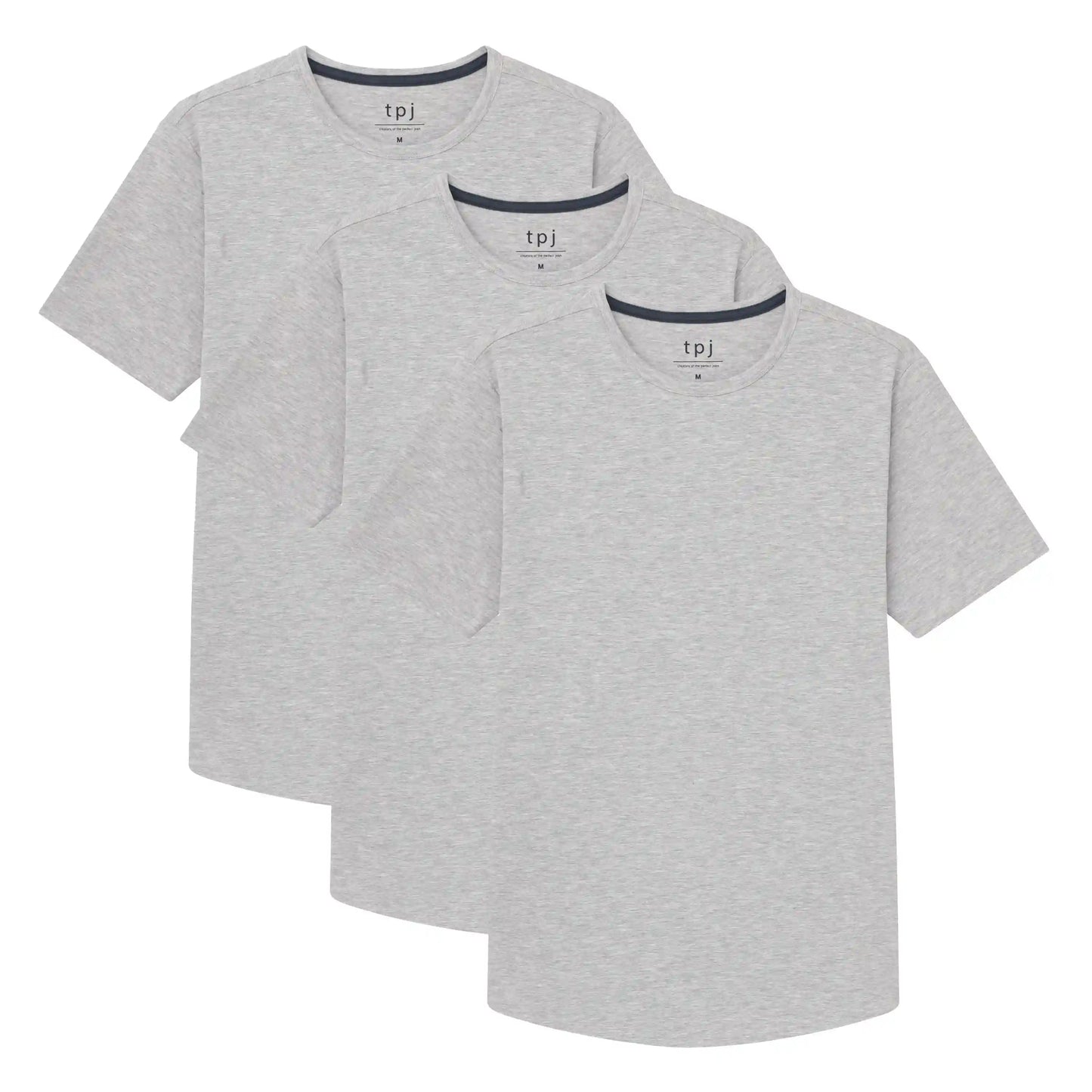 Organic Crew Neck T-Shirt 3 Pack (Slim Fit) / Heather Grey