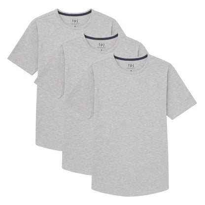 Organic Crew Neck T-Shirt 3 Pack (Slim Fit) / Heather Grey