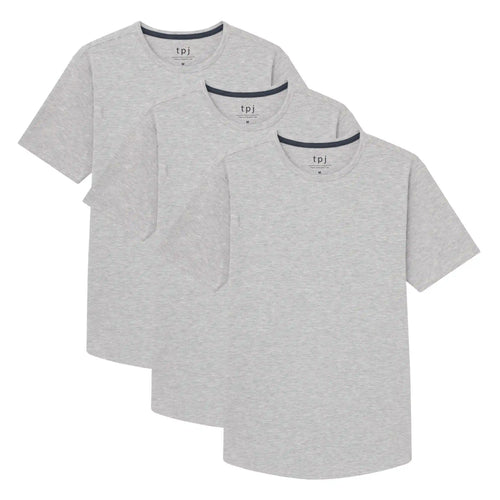 Organic Crew Neck T-Shirt 3 Pack (Slim Fit) / Heather Grey