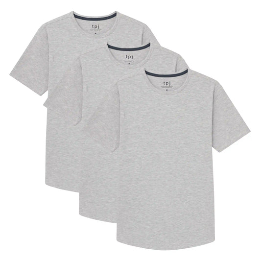Organic Crew Neck T-Shirt 3 Pack (Slim Fit) / Heather Grey