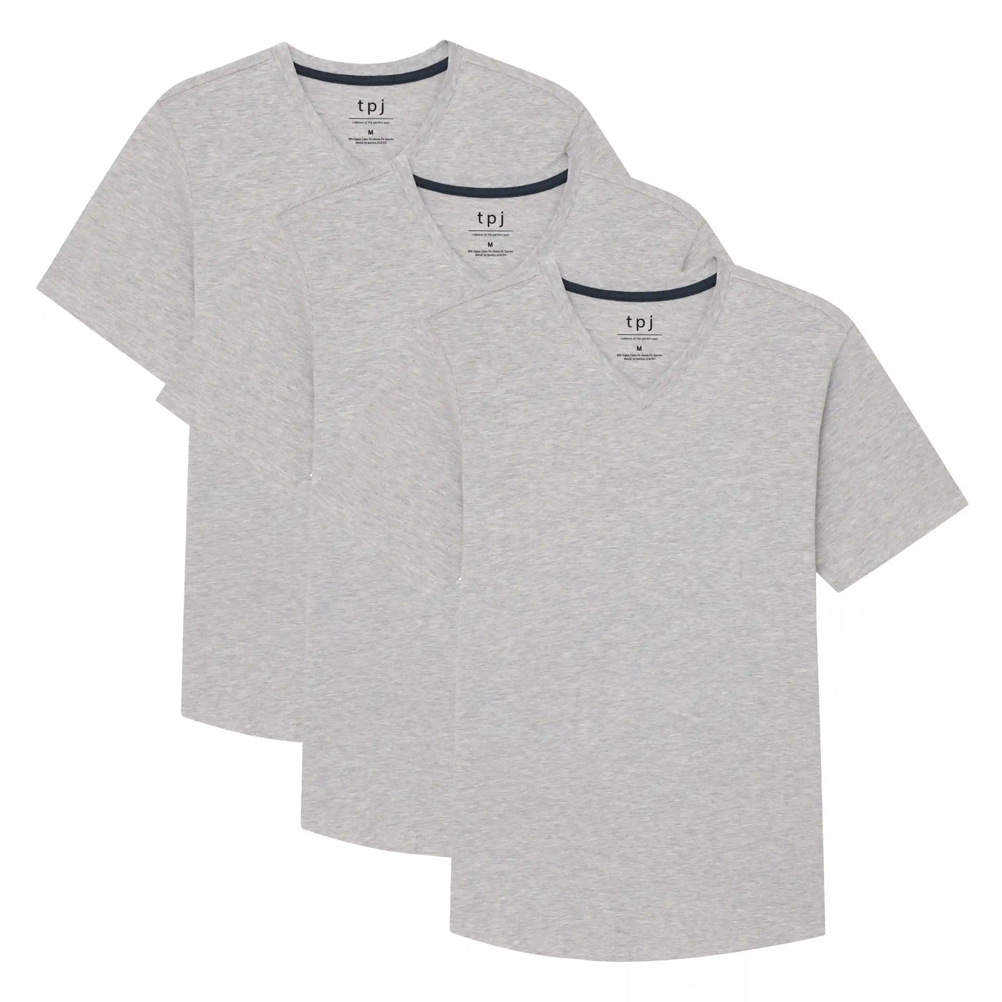 Organic V-Neck T-Shirt 3 Pack (Slim Fit) / Heather Grey