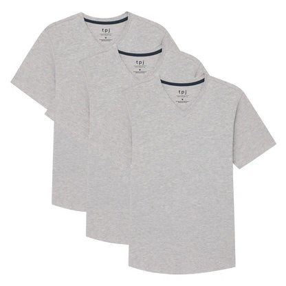 Organic V-Neck T-Shirt 3 Pack (Slim Fit) / Heather Grey