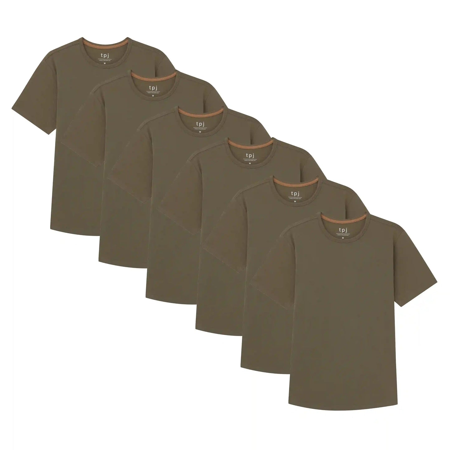 Organic Crew Neck T-Shirt 6 Pack (Slim Fit) / Military Olive