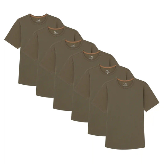Organic Crew Neck T-Shirt 6 Pack (Slim Fit) / Military Olive