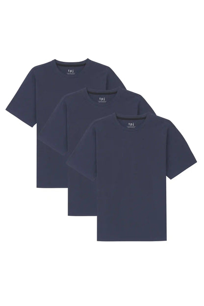 Organic Crew Neck T-Shirt 3 Pack (Relaxed Fit) / Navy