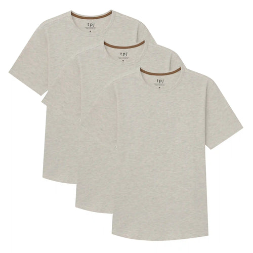 Organic Crew Neck T-Shirt 3 Pack (Slim Fit) / Oatmeal Heather