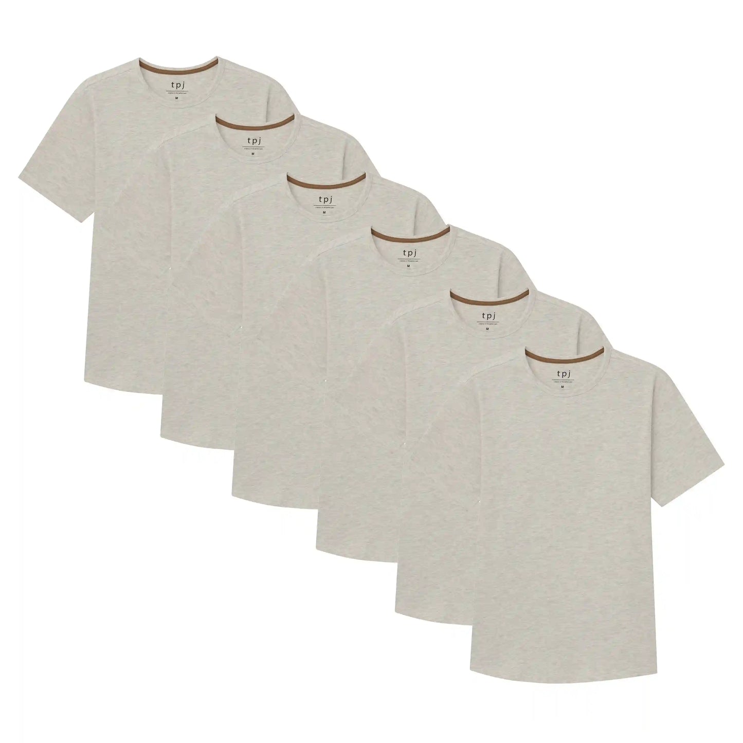 Organic Crew Neck T-Shirt 6 Pack (Slim Fit) / Oatmeal Heather