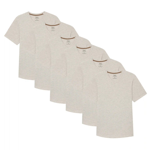 Organic V-Neck T-Shirt 6 Pack (Slim Fit) / Oatmeal Heather