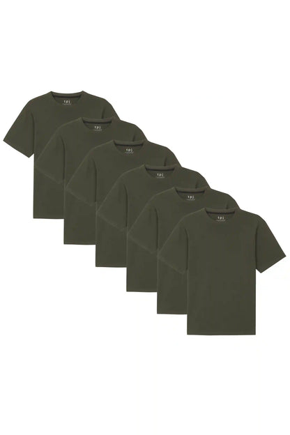 Organic Crew Neck T-Shirt 6 Pack (Relaxed Fit)/ Olive