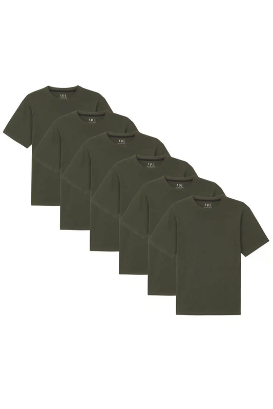 Organic Crew Neck T-Shirt 6 Pack (Relaxed Fit)/ Olive