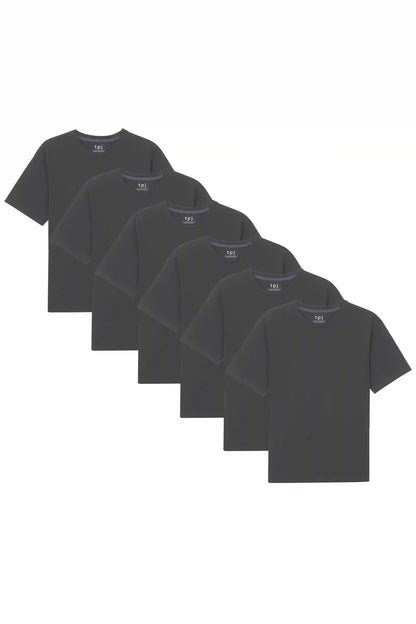 Organic Neck T-Shirt 6 Pack (Relaxed Fit)/ Steel Grey